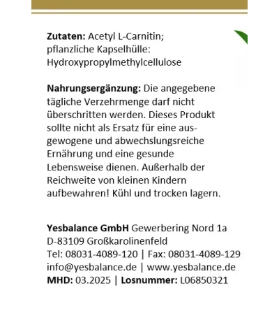 acetyl l-carnitin Kapseln