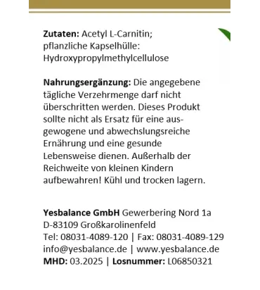 acetyl l-carnitin Kapseln