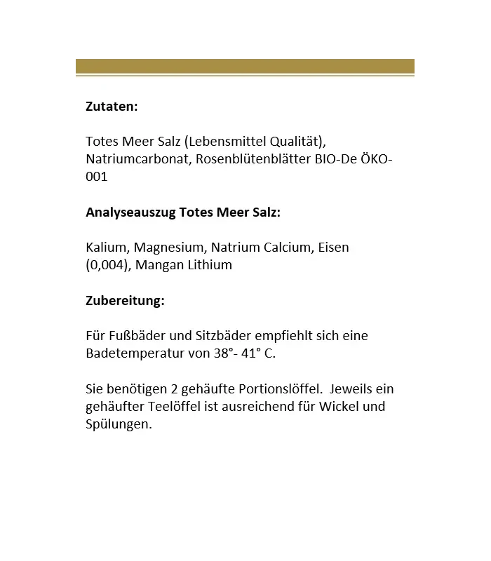 Totes Meer Badesalz mit Bio Rosenblättern - für eine samtweiche Haut