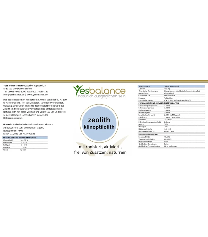 Zeolith Klinoptilolith micronisiert, Detox, natürliche Entgiftung
