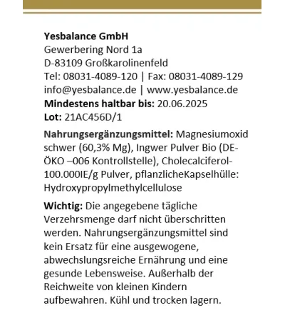 MIGRINI mit Magnesium, Bio Ingwer + Vitamin  D3