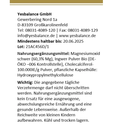 MIGRINI mit Magnesium, Bio Ingwer + Vitamin  D3