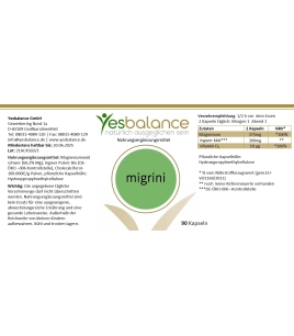 MIGRINI mit Magnesium, Bio Ingwer + Vitamin  D3