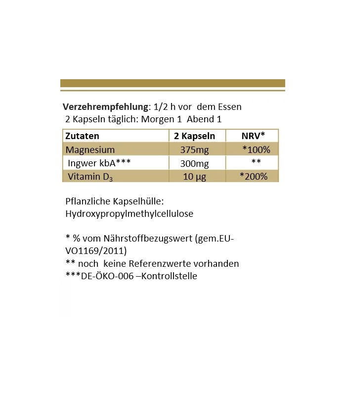MIGRINI mit Magnesium, Bio Ingwer + Vitamin  D3