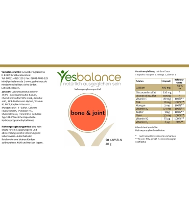 YesBalance Bone & Joint – Kurkuma, Glucosamin, Vit. D