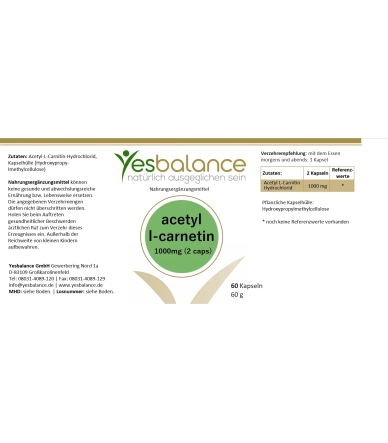 YesBalance Acetyl-L-Carnitin Premium Supplement • YesBalance