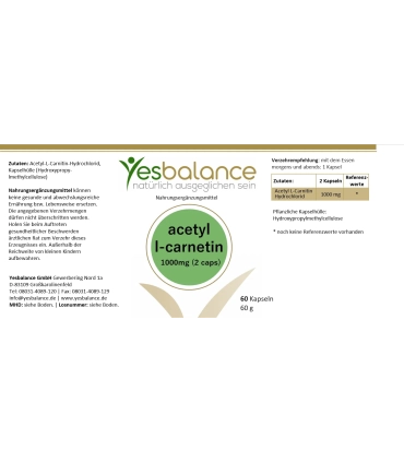 YesBalance Acetyl-L-Carnitin Premium Supplement • YesBalance