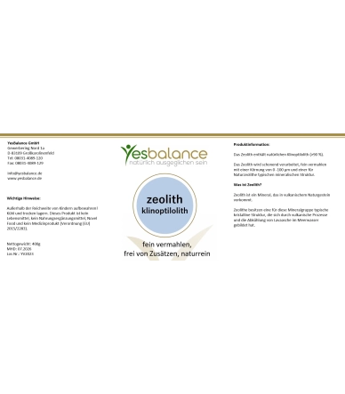 Yesbalance Zeolith Klinoptilolith micronisiert - Naturmineral