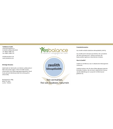 Yesbalance Zeolith Klinoptilolith micronisiert - Naturmineral