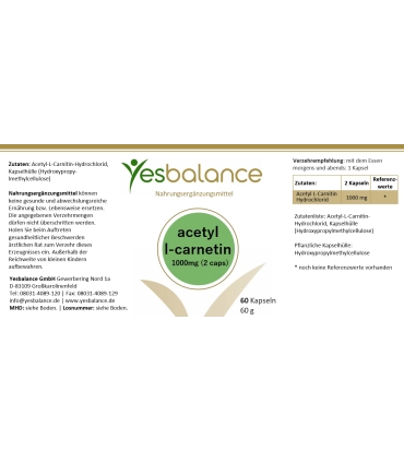 YesBalance Acetyl-L-Carnitin Premium Supplement • YesBalance