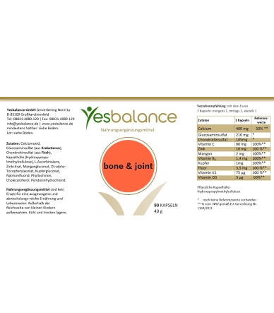 YesBalance Bone & Joint – Kurkuma, Glucosamin, Vit. D
