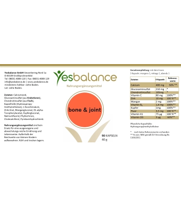 YesBalance Bone & Joint – Kurkuma, Glucosamin, Vit. D
