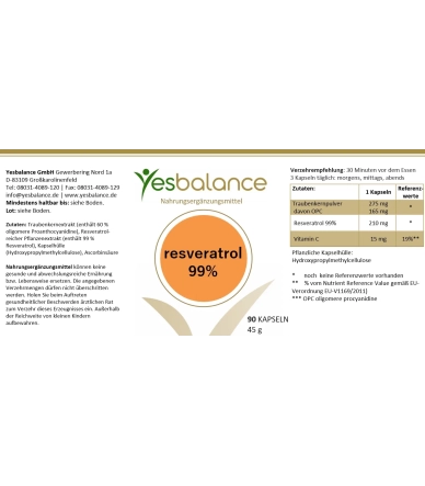 resveratrol 99% Kapseln: Natürlicher Booster für Abwehr, Haut, Knochen