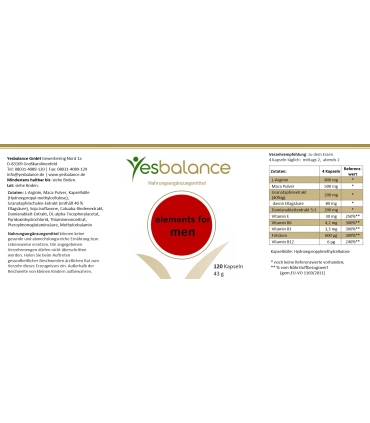 Elements for Men – Premium Männer-Nahrungsergänzung • YesBalance